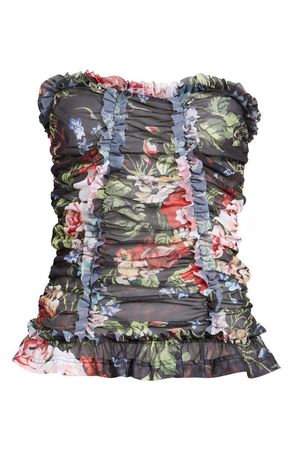 Molly Goddard Tracey Floral Print Strapless Blouse | Nordstrom