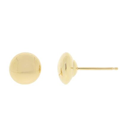 14k Yellow Gold Button 3MM Stud Earrings Silicone Backs