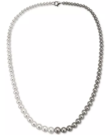 EFFY Collection EFFY® Gray & White Cultured Freshwater Pearl (3-9mm) Colorblock 18" Statement Necklace