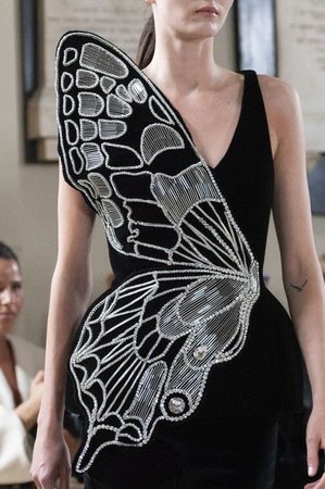 david koma butterfly black dress