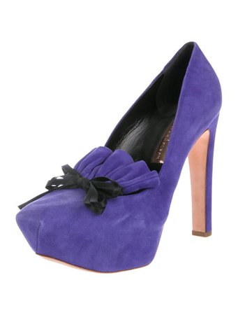 Rupert Sanderson Suede Square-Toe Pumps - Shoes - WRS21962 | The RealReal