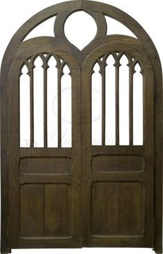 Paired Oak Neo-Gothical Doors (1860) | Authentic Provence