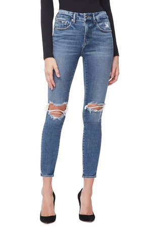 Good American Good Legs High Waist Crop Skinny Jeans (Blue 124) (Regular & Plus Size) | Nordstrom