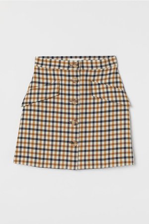 Skirt with Buttons - Light beige/checked | H&M