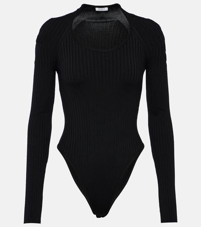 Ribbed Knit Bodysuit in Black - Alaia | Mytheresa