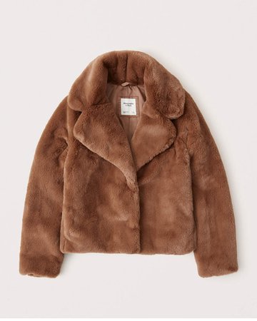 Women's Faux Fur Cropped Coat | Women's New Arrivals | Abercrombie.com brown