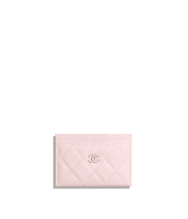 Chanel CLASSIC CARD HOLDER Grained Shiny Calfskin & Gold-Tone Metal Pink Wallet