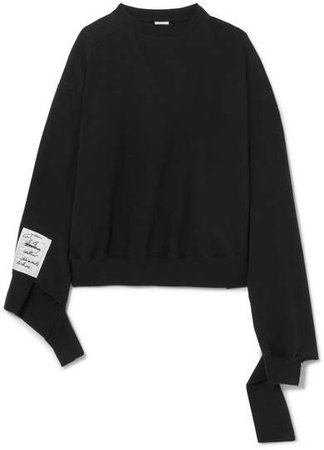 Oversized Distressed Cotton-jersey Sweatshirt - Black
