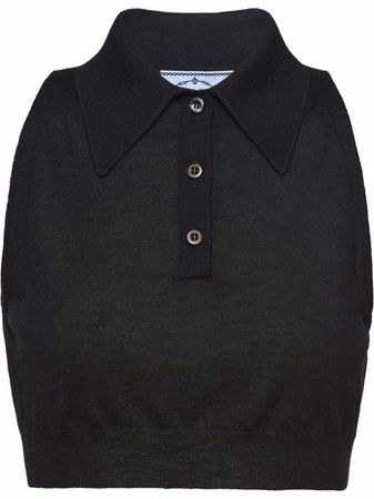 Prada Knitted Cropped Sleeveless Polo Shirt - Farfetch