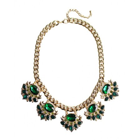 shah sunset emerald green gemstones embellished queen statement necklace