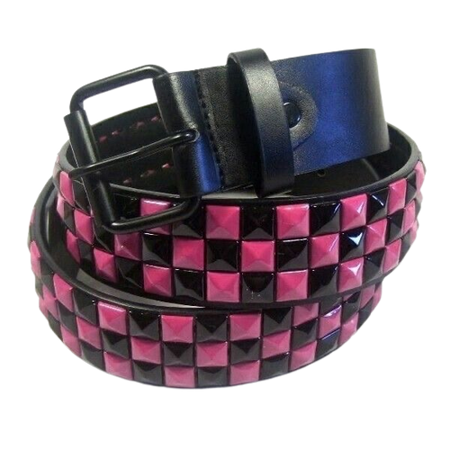 pink and black pyramid studded belt