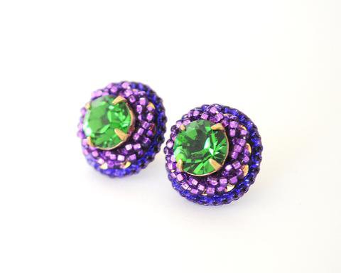 Green purple stud earrings – Exquistry Jewelry