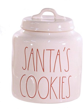 Amazon.com: Rae Dunn Santa's Cookies Canister White with Red Letters Large Letter Christmas LL: Kitchen & Dining