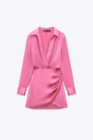 SHORT SATIN DRESS - Neon pink | ZARA United Kingdom