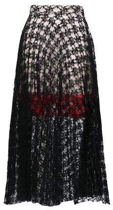 Pleated Lace Midi Skirt