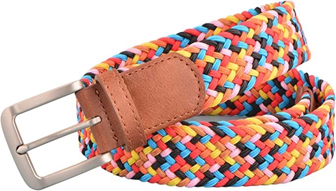 Amazon.com: YWHCHI Elastic Braided Belt for Men & Women, Stretch Woven Design for Golf Casual Pants Jeans Multicolor fabric weave Belt : Clothing, Shoes & Jewelry