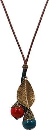 Amazon.com: MINACHI Hippie Bohemian Vintage Antique Leaf Red Green Beads Lariat Necklace, Boho Jewelry Gift for Women : Clothing, Shoes & Jewelry