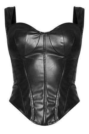 black leather sleeveless top