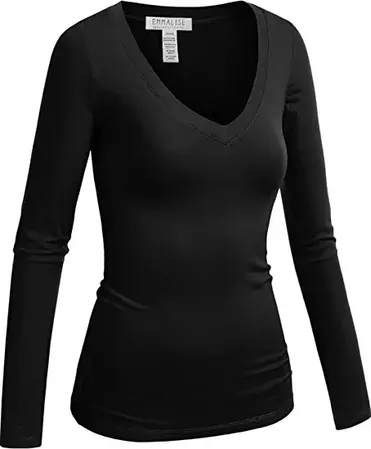 Amazon.com: Emmalise - Camiseta de manga larga con cuello en V para mujer, XL : Ropa, Zapatos y Joyería