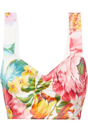 Dolce & Gabbana | Floral-print stretch-silk satin soft-cup bra | NET-A-PORTER.COM