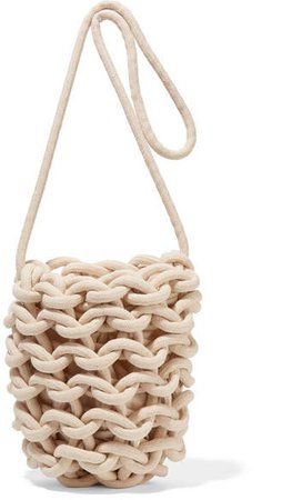 Woven Cotton Shoulder Bag - Off-white