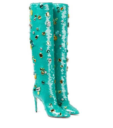 Dolce&Gabbana - Cardinale 105 sequined over-the-knee boots | Mytheresa