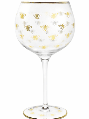 Gold Bee design Ballon Glass