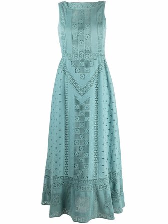 Valentino Pre-Owned 2000s Broderie Anglaise Flared Long Dress - Farfetch