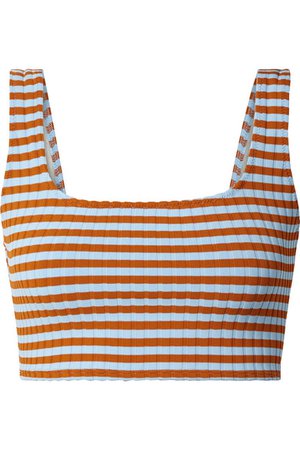 Solid & Striped | Jamie striped ribbed bikini top | NET-A-PORTER.COM
