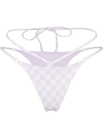 Frankies Bikinis Layla Checkered String Bikini Bottoms - Farfetch
