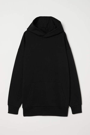 Oversized Hooded Sweatshirt - Black