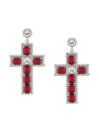 Shop Philipp Plein Baroque cross earrings with Express Delivery - FARFETCH