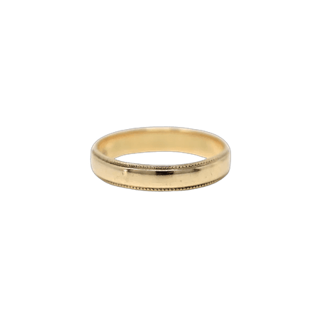 3.4 mm Vintage Wedding Band - Retro 10k Yellow Gold Milgrain Eternity Designs Ring - Circa 1970s Era Size 5 Stacking Bridal Fine 70s Jewelry