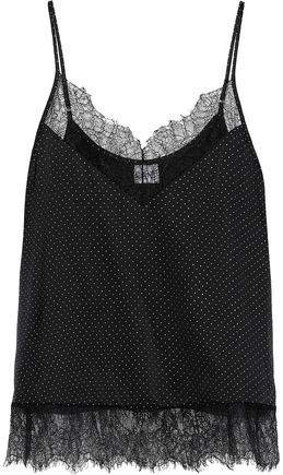 The Brooklyn Studded Lace-trimmed Silk-charmeuse Camisole