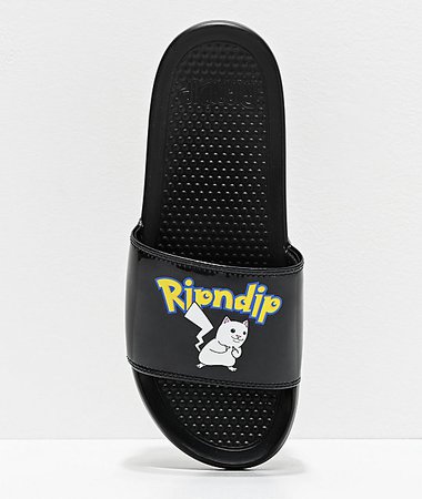 RIPNDIP Catch Em All Black Slide Sandals | Zumiez