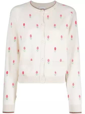 Barrie rose-patterned Intarsia Knit Cardigan - Farfetch