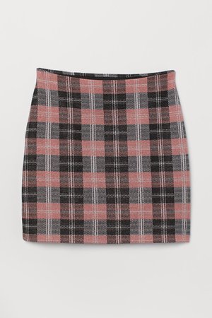 Short Jersey Skirt - Pink/black plaid - Ladies | H&M US