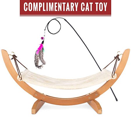 Amazon.com : Vea pets Luxury Cat Hammock - Large Soft Plush Bed (24x16in) Holds Small to Medium Size Cat or Small Dog | Anti Sway | Attractive & Sturdy Perch | Easy to Assemble | Wood Construction | Prime Cat Toy : Pet Supplies