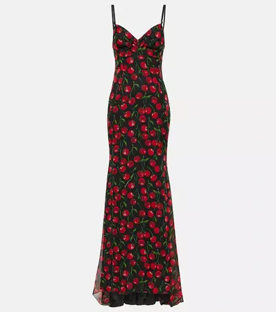 Floral Silk Maxi Dress in Multicoloured - Dries Van Noten | Mytheresa