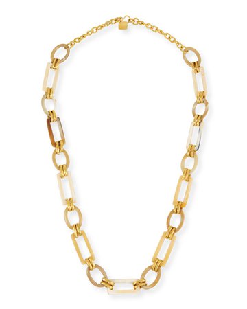 Ashley Pittman 38" Light Horn & Bronze Link Necklace
