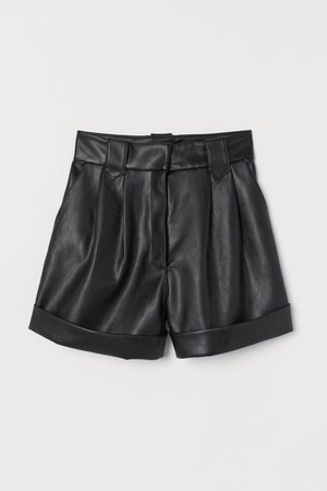 Imitation leather shorts - Black - Ladies | H&M GB