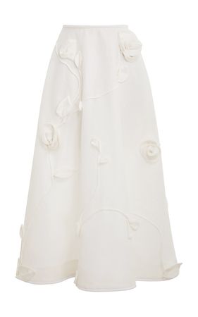 Matchmaker Rose-Appliquéd Linen Maxi Skirt By Zimmermann