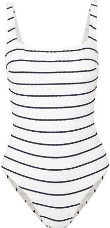 Dubrovnik Lace-up Striped Swimsuit - White