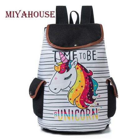 Miyahouse Cartoon Unicorn Printed School Backpack For Teenager Drawstring Deisgn Female Travel Rucksack Canvas Backpack Lady-in Backpacks from Luggage & Bags on Aliexpress.com | Alibaba Group