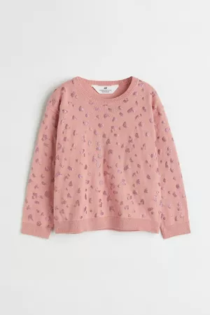 Fine-knit Cotton Sweater - Pink/leopard patterned - Kids | H&M US