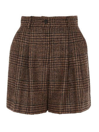 Dolce & Gabbana Alpaca-wool Blend Shorts In Brown In Tartan