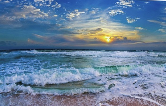 Blue Beach Ocean Sunset