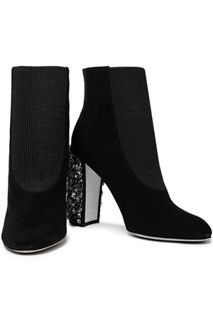 Black Embellished suede ankle boots | Sale up to 70% off | THE OUTNET | RENE' CAOVILLA | THE OUTNET
