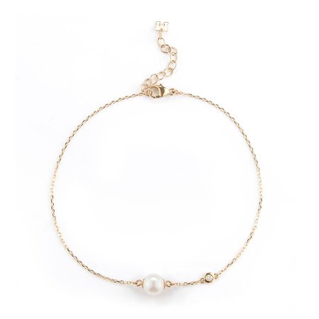 14kt Gold Pearl and Diamond Dot Bracelet – MATEO