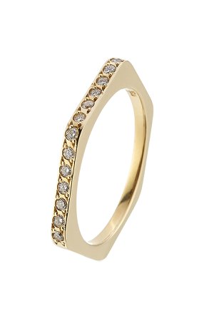 18kt Yellow Gold Ring with White Diamonds Gr. 53